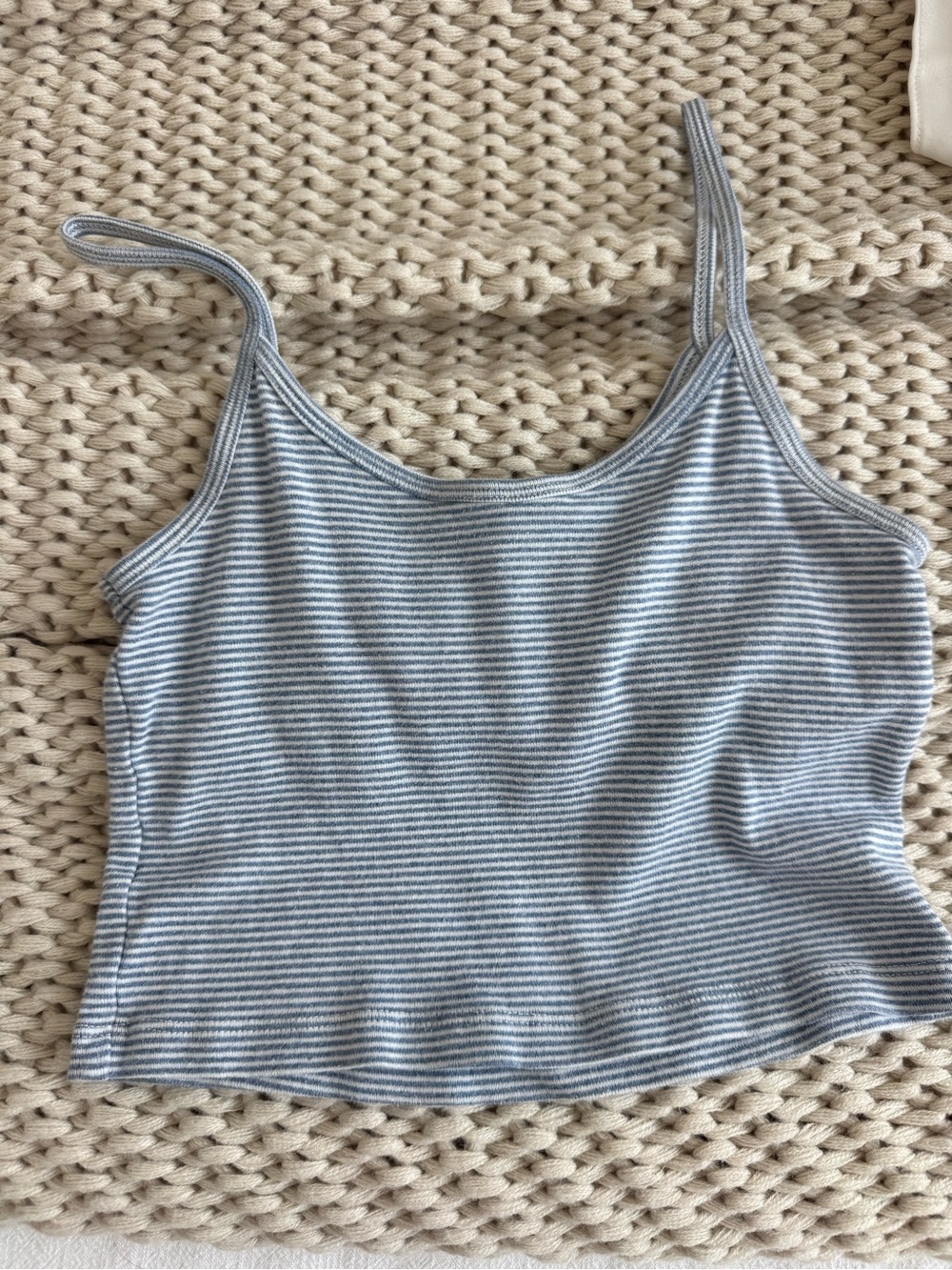 Brandy Melville Blue and White Striped Ribbed Tank